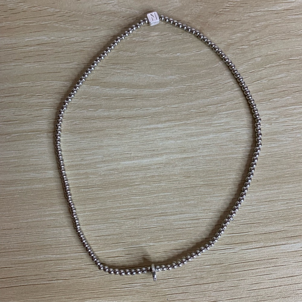 NWOT MARLYN SCHIFF SILVER BEADED CHOKER NECKLACE - Picture 2 of 3